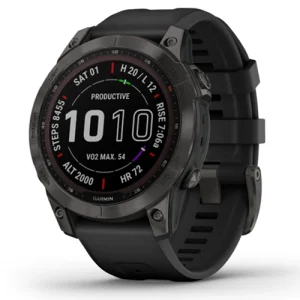 garmin fenix 7 silver with graphite band smartwatch – pre owned